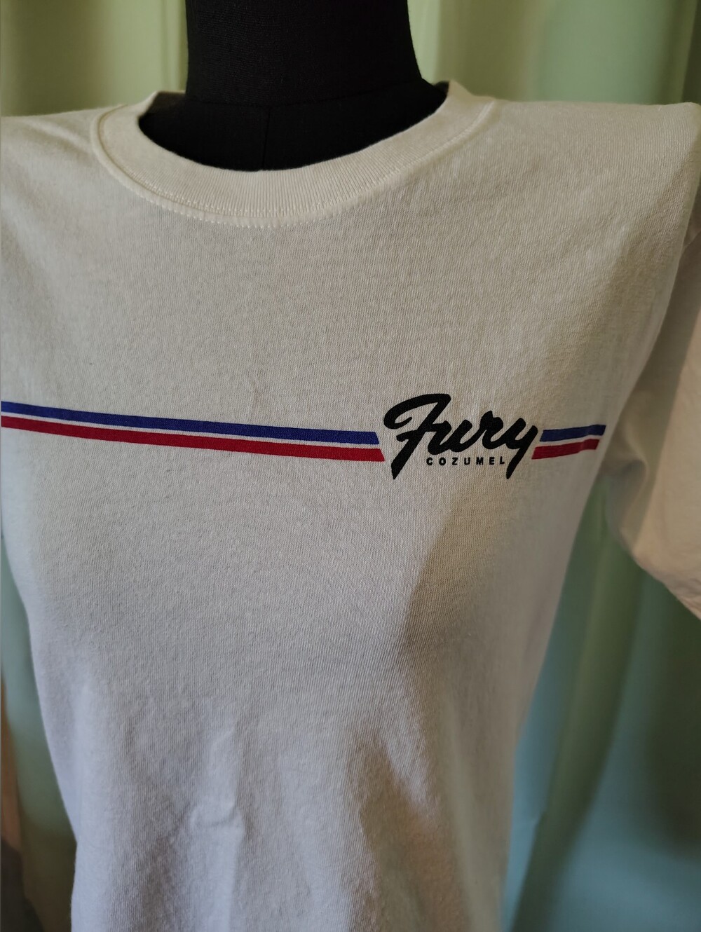 Fury Cozumel Graphic Tee White Red Blue Black Sail Boat Women Men Small Unisex - Picture 2 of 7